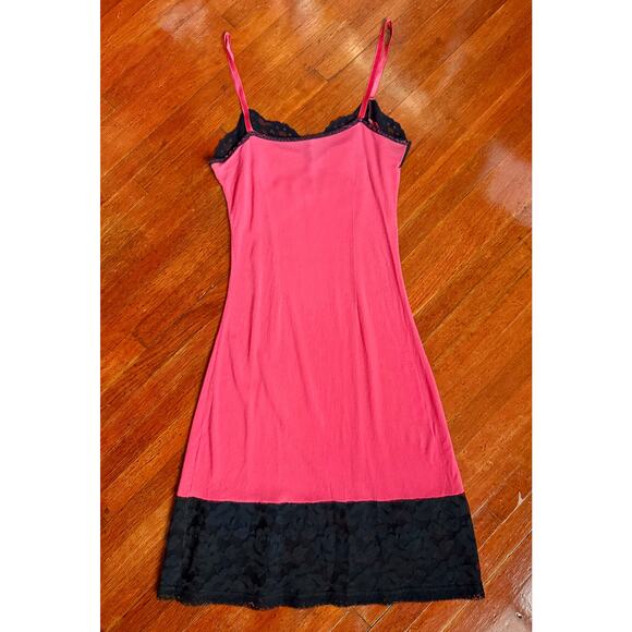 Vintage 90s Y2K Red Black Lace Spaghetti Strap Lingerie Slip Mini Dress XSmall M - Picture 2 of 5